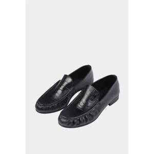 NEW CORDERA women's leather loafer in rama crocodile black